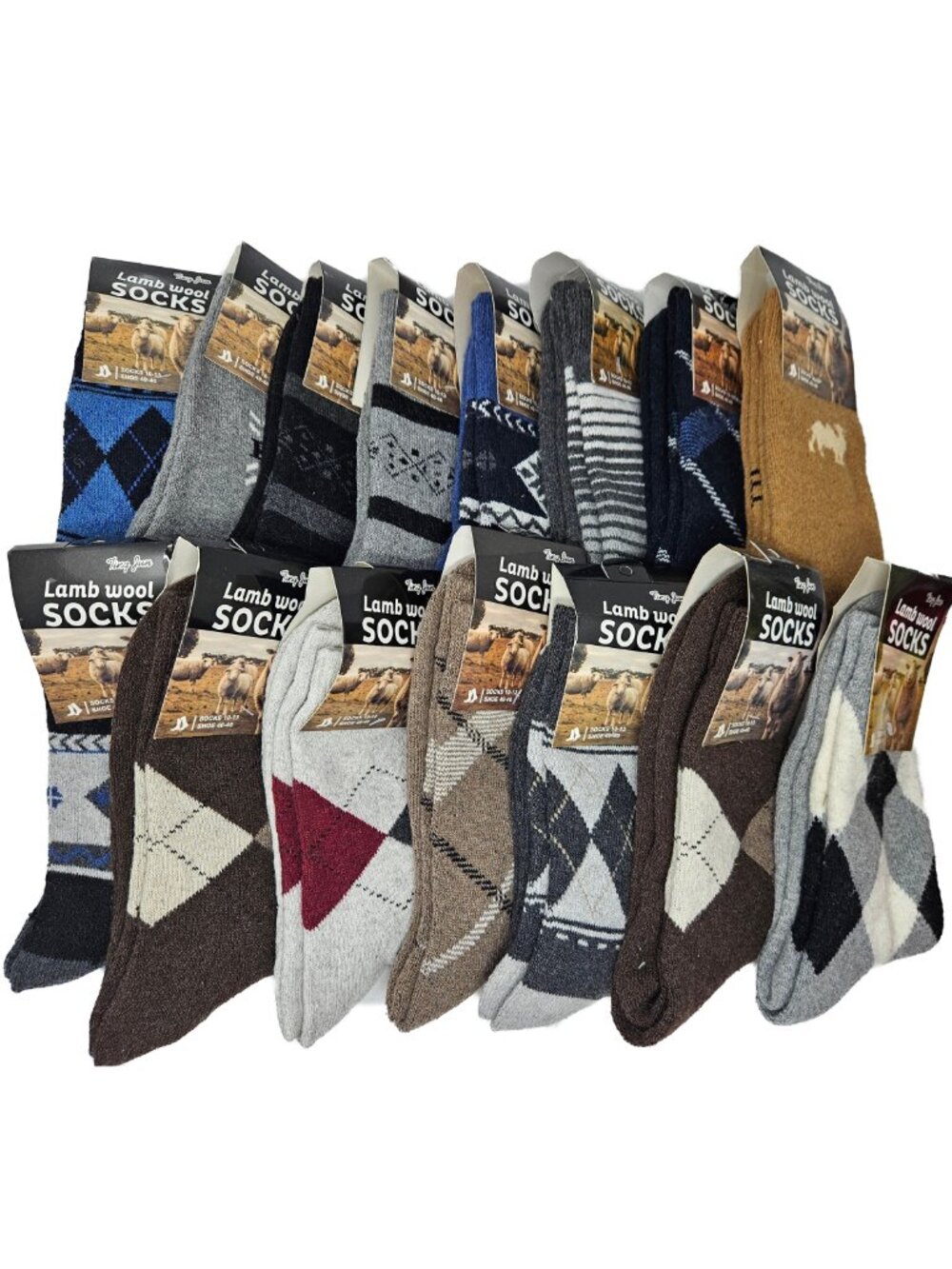 Men Lamb Wool Socks Size 10-13 Winter Warm Heavy Duty Crew ASSORTED 15 PAIRS